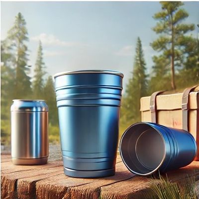 comprar Máquina de lavar louça segura 16 oz de alumínio azul metálico Copo de acampamento leve Copo de alumínio durável isolado Copo de alumínio reutilizável Para uso externo leve online manufacture