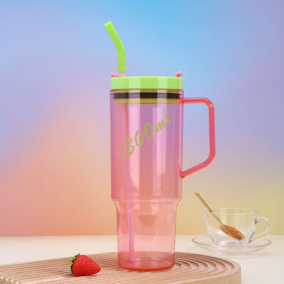 comprar Logotipo personalizado 40 oz garrafa de água de plástico com alça palha 1200ml garrafas de água de plástico de grande capacidade reutilizáveis seguro com parede dupla selada online manufacture