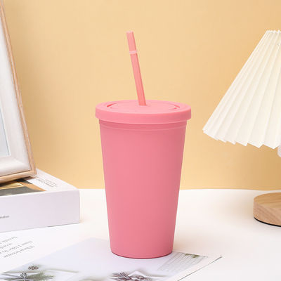comprar Fashion Candy Color 450ml garrafa de água isolada de parede dupla garrafa de água de plástico com palha para leite leve cor e logotipo personalizados online manufacture