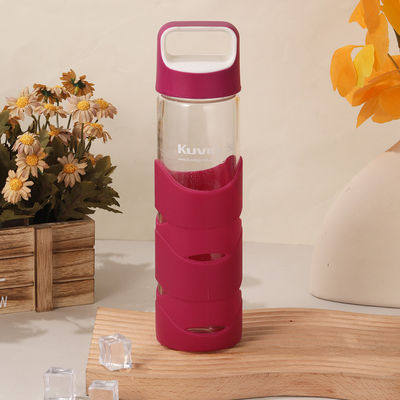 comprar 550ml Proof Leak Custom Incrustável Vidro Garrafa de Água de Bebida Boca de Boca Larga Garrafa de Água de Vidro Com Manga de Silicona E Manopla Lavadora de louça Seguro online manufacture
