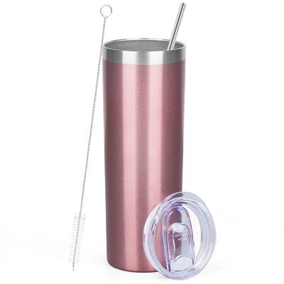 comprar Grande Isolador 600ml de aço inoxidável magro, simples, branco, 20 oz, isolado, com tampa e palha, em caixa de presente online manufacture