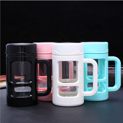 comprar Moderno personalizado 16oz 450ml garrafa de água de vidro isolado infusor de chá garrafa de água de vidro com manga protetora caixa manobra boca larga grande capacidade online manufacture