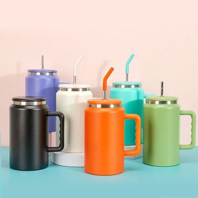 comprar Cores personalizadas Alimentos Grau 50 Oz Tubler de aço inoxidável Tubler de café isolado sem vazamento Com alça de palha Manter a bebida quente e fria 12-24 horas online manufacture