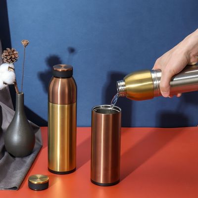 comprar 450 ml 600 ml boca larga frasco de aço inoxidável isolado 2 em 1 304 garrafa de água de acampamento de aço inoxidável aspirado lavadora segura à prova de vazamento online manufacture