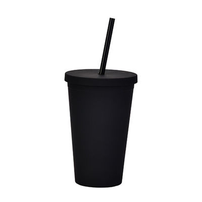 comprar Leve personalizado personalizado preto de plástico Boba Cup 16 Oz plástico tumbler com tampa e palha construção de parede dupla 100% livre de BPA online manufacture
