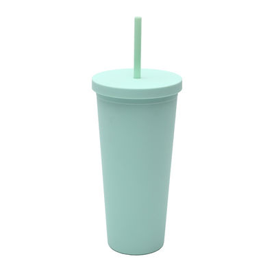 comprar Boca larga parede única 24 onças de plástico tumblers limpo personalizado plástico tumbler copos a granel com palha e tampa tamanho padrão cupholder amigável online manufacture