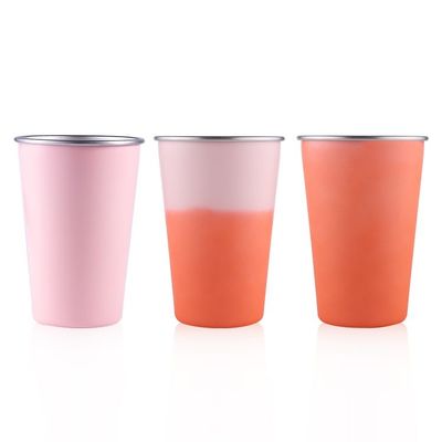 comprar Copo de aço inoxidável de parede única à prova de vazamento, com mudança de cor, isolado para café gelado, com palha, fácil de armazenar para jantar em família ou atividades ao ar livre online manufacture