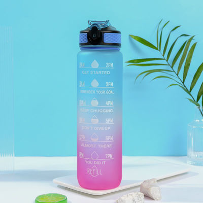 comprar Garrafa de água de Tritão à prova de vazamento Garrafa de água de 32 oz com marcador de tempo livre de BPA Certifique-se de beber água suficiente para fitness ginásio acampamento esportes ao ar livre online manufacture