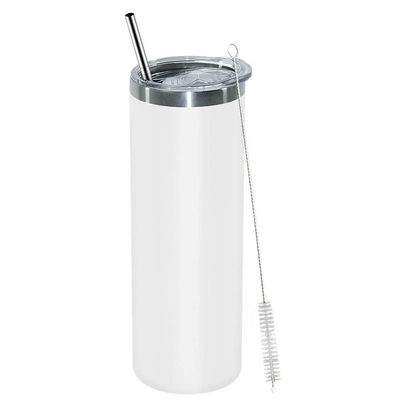 comprar 20oz de aço inoxidável de parede dupla, vidros de vácuo com tampa e palha para bebidas quentes e frias, branco online manufacture