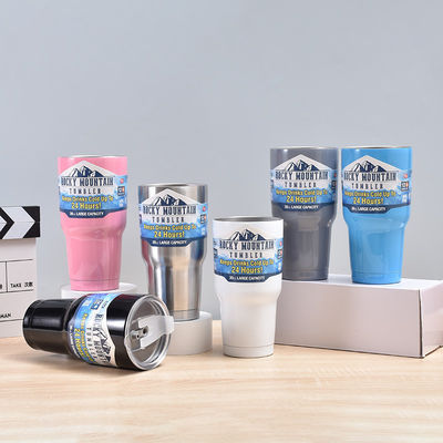comprar 30 Oz Tumbler com tampas e palha Dupla parede isolada de aço inoxidável à prova de vazamento Café térmico Tumbler caneca de viagem para bebidas quentes e frias Taça de viagem Prata online manufacture