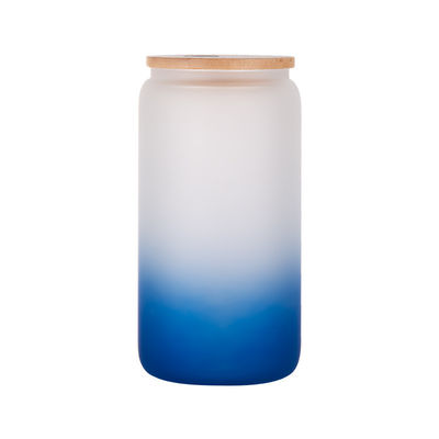 comprar Latas de vidro de sublimação em branco congeladas 18 oz com tampa de bambu e vidro claro latas de cerveja de palha frasco de boca larga canecas de tumbler canecas para café gelado suco de refrigerante bebidas de cerveja online manufacture