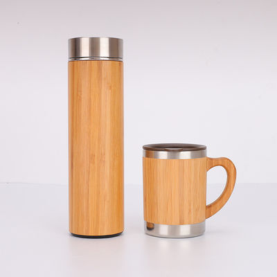 comprar 500 ml Custom Logotipo Fibra de Bambú garrafa de bebida de madeira com filtro de copo frascos de vácuo garrafa de água com tampa de bambu infusor de chá online manufacture