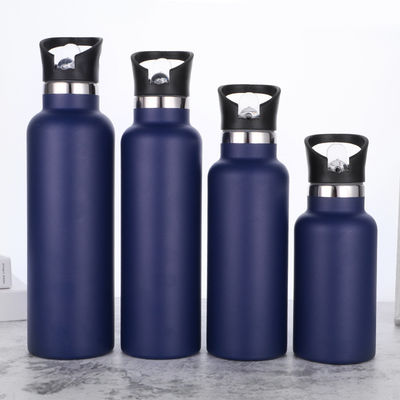 comprar Garrafas de água de aço inoxidável preto 24 onças de vácuo isolado garrafa de viagem de parede dupla com tampa de palha à prova de vazamento de manuseio de metal reutilizável garrafa de boca padrão termos para caminhantes escolares online manufacture