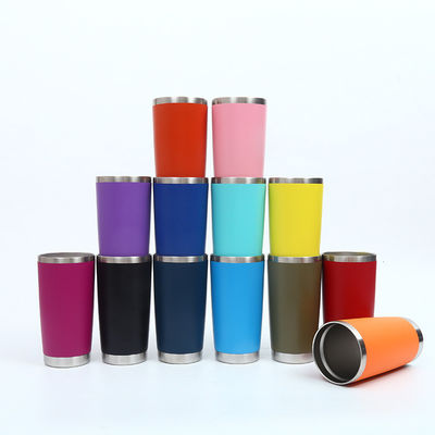 comprar Travel Coffee Tumbler 20 oz isolado caneca com tampa de aço inoxidável Copo para bebidas quentes e frias em pó revestido de amarelo online manufacture