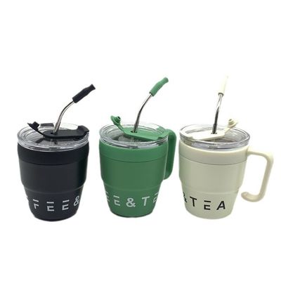 comprar Copo de café com alça e tampa de palha 480ml Copo de viagem Copo de água Copo de leite Copo de aço inoxidável Material adequado para bebidas Copo de palha online manufacture