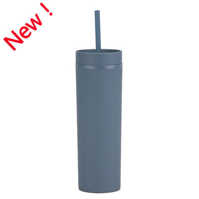 comprar Tumbler magro com tampas e canudos 16 oz vermelho fosco maciço reutilizável pastel acrílico de parede dupla Tumbler de plástico para bebidas quentes frias Café DIY online manufacture