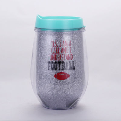 comprar 300 ml Copo de plástico em forma de ovo de camada dupla com palha em forma de U online manufacture