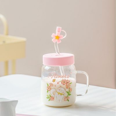 comprar Encantadoras Taças de Vidro Ilustrações de Flores de Gato Branco em Temas Rosa e Azul online manufacture