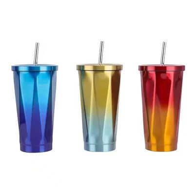 comprar Isolamento de parede dupla para crianças em aço inoxidável 304 com canudo e tampas, logotipo personalizado impresso Fabricação em linha