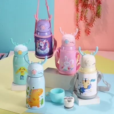 comprar OEM/ODM Aceitável Garrafa de Água Infantil de 500ml (16oz) com Canudo, Termos Isolado a Vácuo Sem BPA, à Prova de Vazamentos, Perfeito para Meninas e Meninos Esportes Fabricação em linha