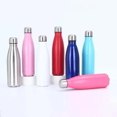 comprar Garrafas de água de aço inoxidável de 17 oz Garrafas de água com isolamento de vácuo Garrafas de água com parede dupla em pó revestidas de metal reutilizável Garrafas de água esportivas para manter bebidas quentes e frias Céu azul claro online manufacture