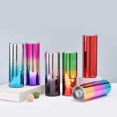 comprar 600ml Red Metallic Beverage Ware Custom 20 Oz Tubler de aço inoxidável Tublers de vinho sublimação magra Espelho executivo Chromagem de água caneca corpo recto Fabricação em linha