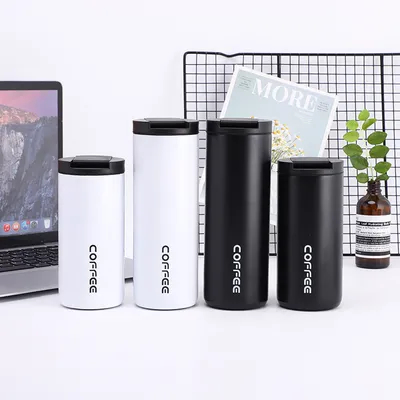 comprar Taça de café isolada 14 oz, 4 pacotes de viagem de café tumbler, Taça de café isolada a vácuo com tampa de parafuso à prova de vazamento Taça de café para homens e mulheres para bebidas quentes e frias Fabricação em linha