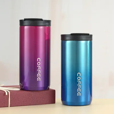 comprar Taça de café de parede dupla de aço inoxidável com isolamento térmico de viagem Taça de café de vácuo, reutilizável, de parede dupla, bebidas quentes e frias Taça de viagem, à prova de derrames, uso em casa, escritório e ao ar livre Fabricação em linha