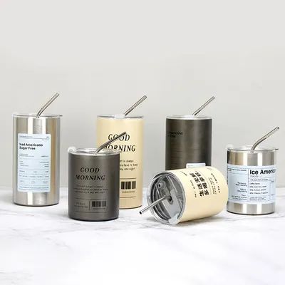 comprar Venda Quente Acampamento Oem Estética Viagens Taça de Café Copo Termo de Aço Inoxidável Com Palha Fabricação em linha