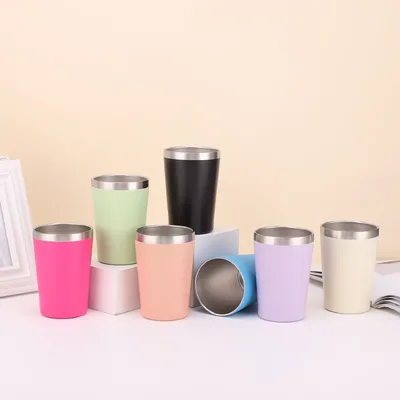 comprar 8oz/12oz personalizado de parede dupla caneca de aço inoxidável de aço inoxidável de vácuo isolado tumbler com plástico BPA livre tampa fácil de limpar Fabricação em linha