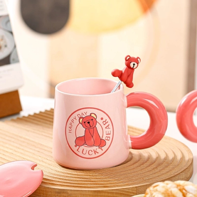 comprar Taça de cerâmica de urso com tampa e colher 300ml USB aquecimento online manufacture