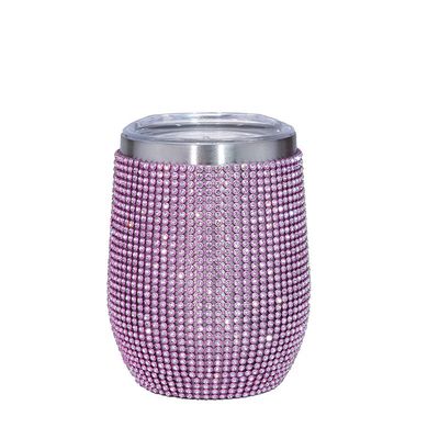 comprar Exquisito 360ml Bling Tumbler de Rhinestone Forma de ovo 12 Oz Tumbler isolado com tampa Vacuo Selado Isolamento personalizado Cor 9.7 * 23.2cm Fabricação em linha