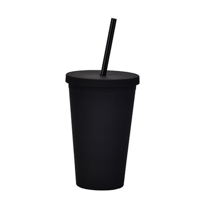 comprar Leve personalizado personalizado preto de plástico Boba Cup 16 Oz plástico tumbler com tampa e palha construção de parede dupla 100% livre de BPA online manufacture