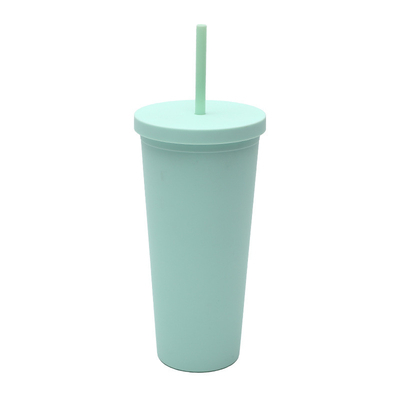 comprar Boca larga parede única 24 onças de plástico tumblers limpo personalizado plástico tumbler copos a granel com palha e tampa tamanho padrão cupholder amigável online manufacture