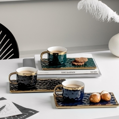 comprar Conjunto de Luxo Estilo Nórdico Xícaras de Café e Pratos com Colheres Xícaras de Cerâmica para Chá da Tarde Romântico Canecas de Escritório Masculinas e Femininas online manufacture
