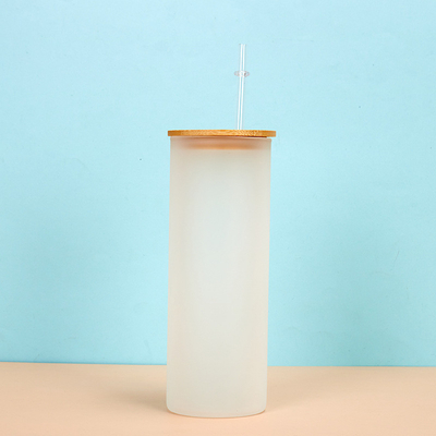 comprar Garrafa de água de borosilicato de vidro de 16 oz de vidro personalizada com tampa de bambu e palha online manufacture