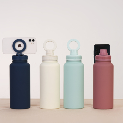 comprar New Cross-border Mobile Phone Magnetic Stand Water Cup Outdoor Large-capacity 1L Insulated Cup Stainless Steel Sports Water Bottle Fabricação em linha