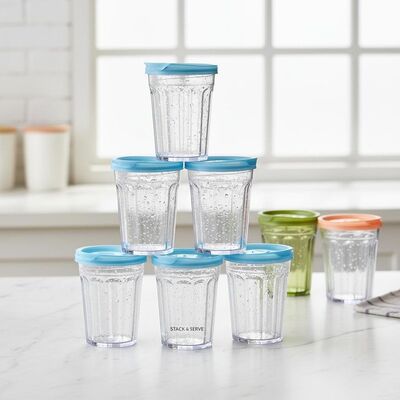 comprar Copo Plástico Empilhável com Tampa Deslizante, Ideal para Restaurantes, Cafeterias, Eventos e Serviços de Catering Fabricação em linha