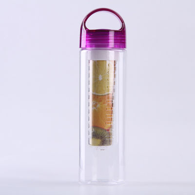 Garrafa de água à prova de vazamento 700ml 800ml Impressão personalizada sem BPA Bottle de água para infusão de frutas isolada 32 oz Perfeito para viagens ao ar livre Fácil de limpar e montar