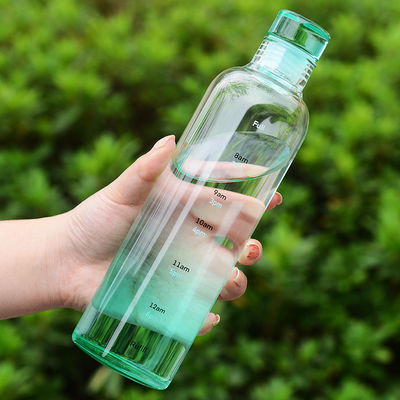 Conveniente Grande capacidade sustentável lembrete de tempo simples garrafa de água de alta transparência espessado garrafas de vidro transparente 500ml/750ml