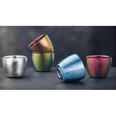 Máquina de lavar louça Conjunto seguro de xícara de chá de titânio com acabamento martelado 56 ml xícara de café de titânio compacta elegância xícara de chá de metal fácil de limpar 100% material reciclável