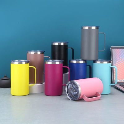 Bebida direta, à prova de vazamento, isolamento a vácuo, caneca de cerveja de parede dupla, de aço inoxidável, com alça e tampa, fácil de segurar, opções de cores múltiplas