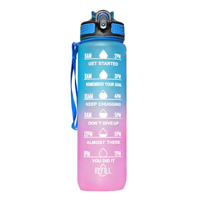 Tritan 32 oz garrafa de água motivacional livre de BPA 550/750/1000ML Sports Time Track garrafa de água boca larga à prova de vazamento moda como presente para o Natal