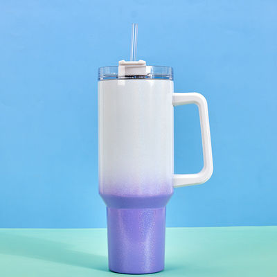 40 Oz Tumbler com alça Mantenha frio 40 Horas Tumbler de aço inoxidável com tampa e palha Dupla parede vácuo Reutilizável garrafa de água desportiva com alça Viagem caneca de café Mantenha quente