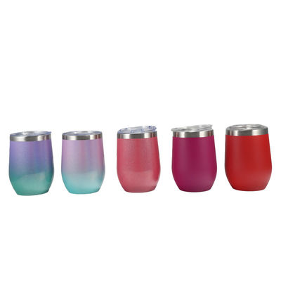 12 OZ Tubler de vinho de aço inoxidável com tampa Tubler de vidro de vinho de parede dupla Tubler de vácuo isolado de viagem Tubler Cup para cocktails de café e vinho