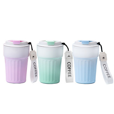16 Oz Taça de café de viagem à prova de derrames Taça de café de aço inoxidável isolada com tampa e silicone mar, vácuo de parede dupla Taças de café de viagem, suporte de copo amigável termo-lilac reutilizável