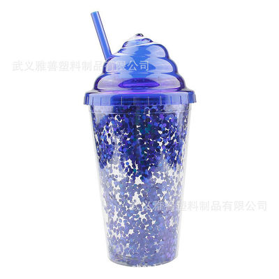 Taça de palha de creme de plástico de dupla camada com tema de menina Taça de água de presente Logotipo personalizado