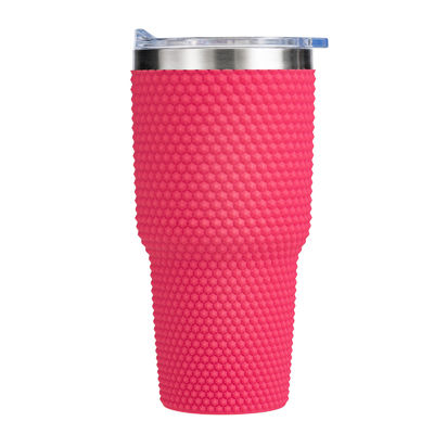 Tumblers de aço inoxidável elegantes: Opções multicoloridas com manga texturizada de diamante e tampa de aço inoxidável, perfeitas para casa e escritório