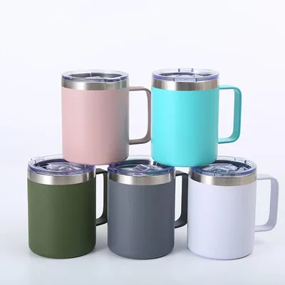 Design elegante Logotipo personalizado 304 aço inoxidável copos de bebida metálicos isolados viagem caneca de cerveja isolada com tampa 360ml conforto