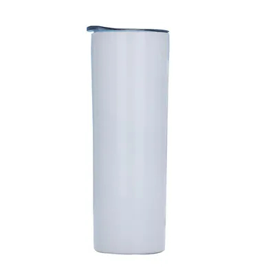 Sublimação em branco 20 Oz Straight Skinny Tumbler com palha de aço inoxidável Dupla parede Tumbler isolado